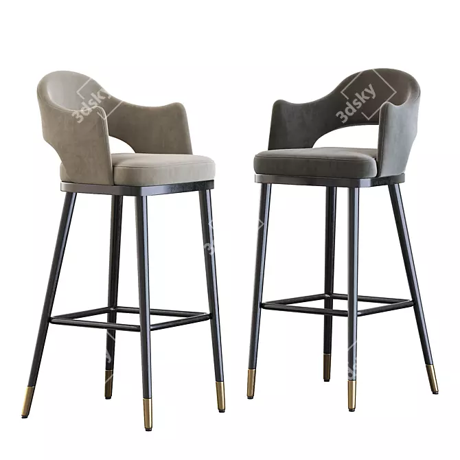  Rustic Adjustable Barstool 3D model image 2