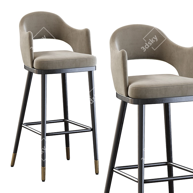  Rustic Adjustable Barstool 3D model image 3