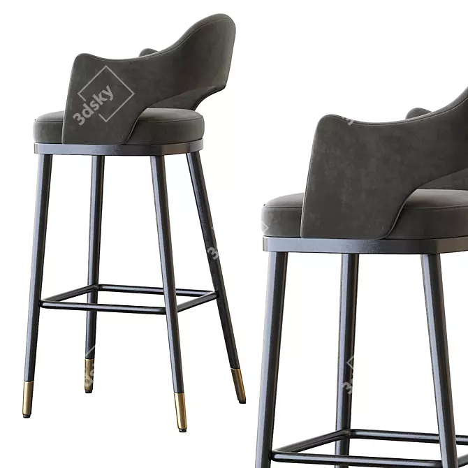  Rustic Adjustable Barstool 3D model image 4