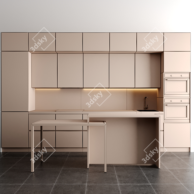 Modern Kitchen Design Set 3D model image 4