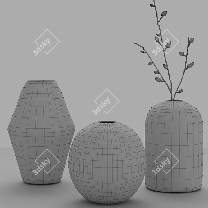 Sleek Mono Vases by Salvatori 3D model image 2