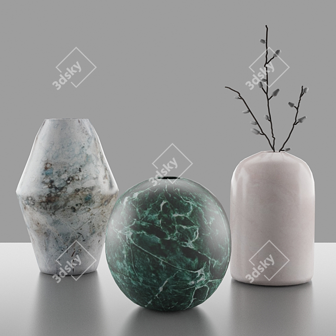 Sleek Mono Vases by Salvatori 3D model image 4
