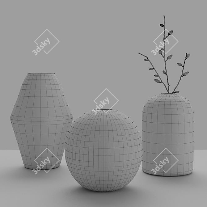 Sleek Mono Vases by Salvatori 3D model image 5