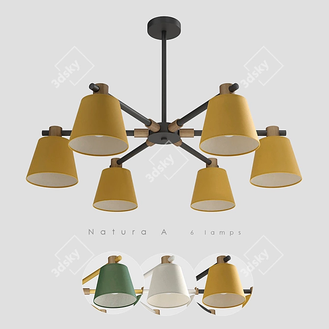 Elegant Natura A 6-Lamp Chandelier 3D model image 4