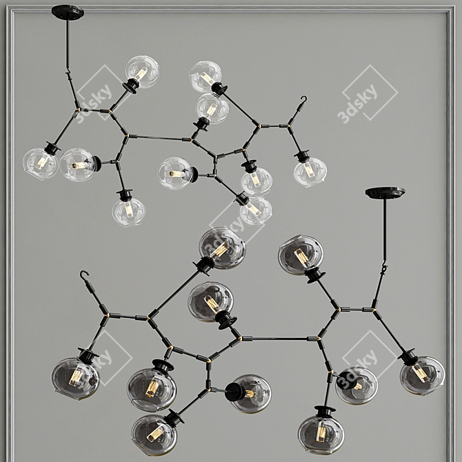 Modern Atom 10 Pendant Light 3D model image 1