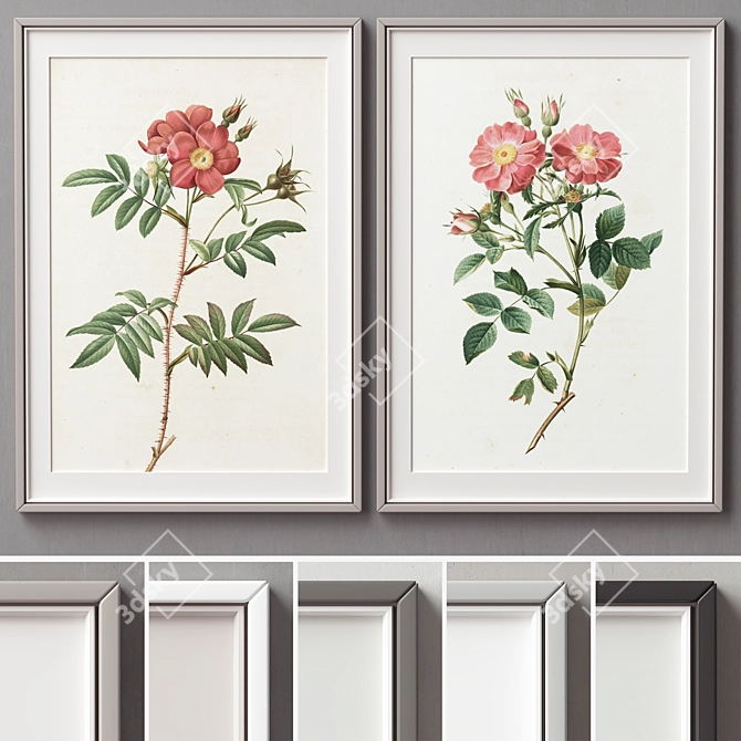 Modern Frame Collection: 2 Frames, 5 Colors, 3 Sizes 3D model image 1