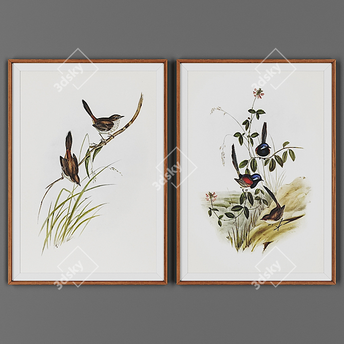 Wooden Frame Picture Duo 3D model image 1