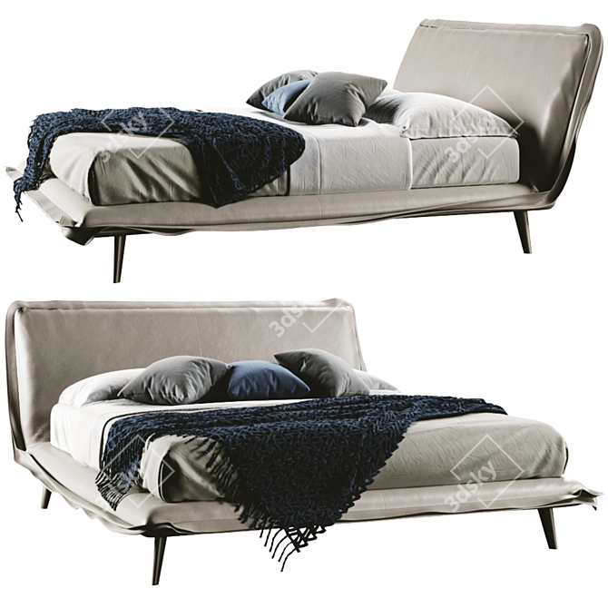 Piuma Bed: Luxury Comfort with Natuzzi 3D model image 1