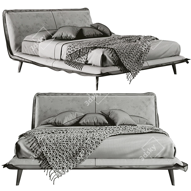 Piuma Bed: Luxury Comfort with Natuzzi 3D model image 2