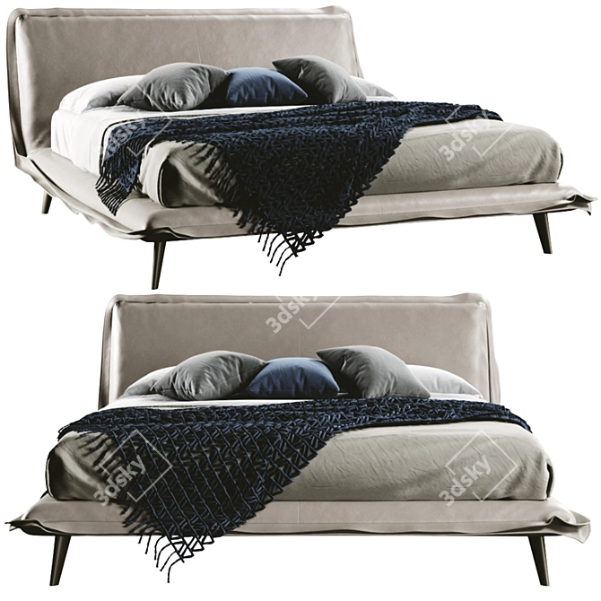 Piuma Bed: Luxury Comfort with Natuzzi 3D model image 3