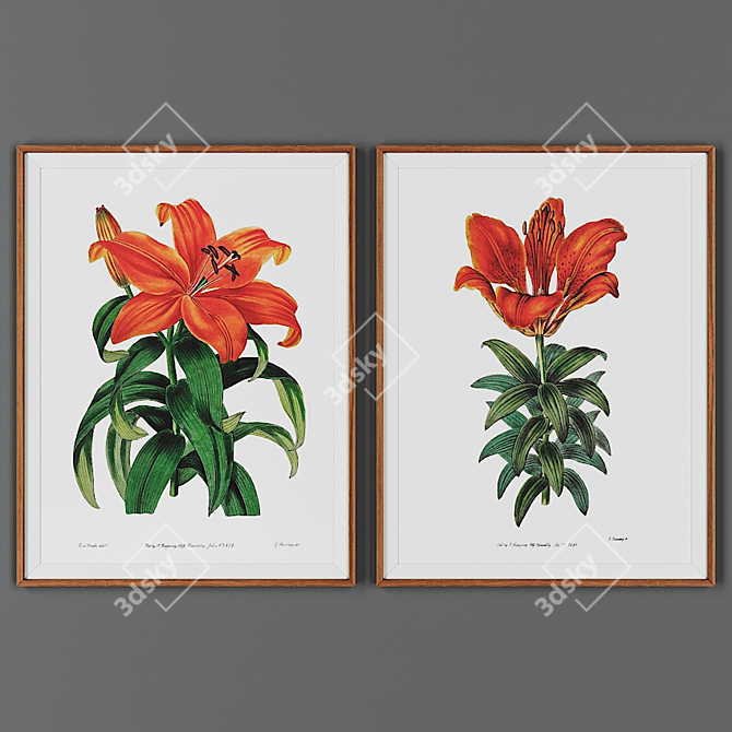 Wooden Frame Picture Set 3D model image 1