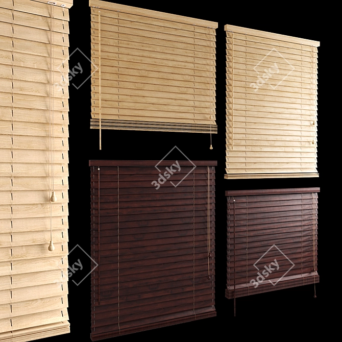 Bamboo Bliss: Stylish Horizontal Blinds 3D model image 1