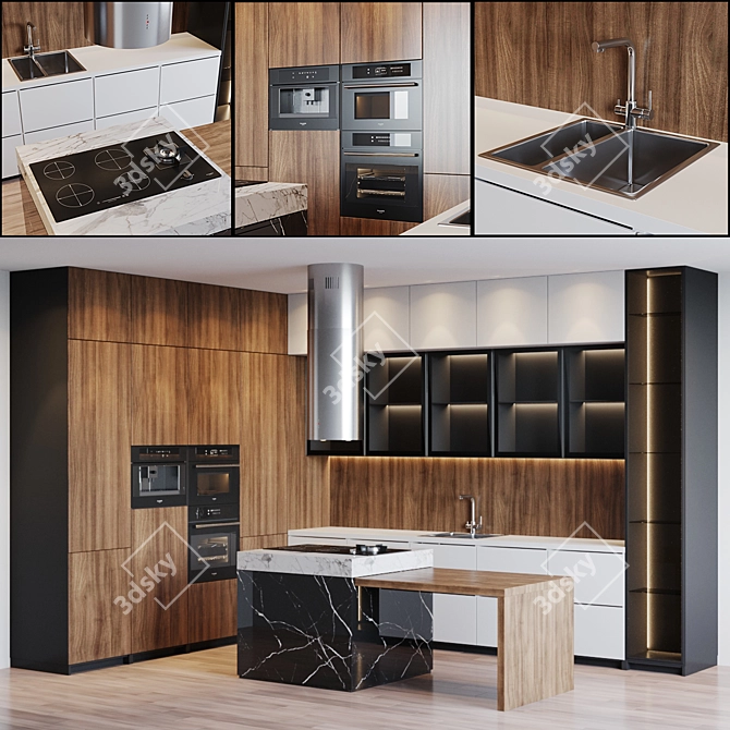 Modern Kitchen with Appliances 3D model image 1