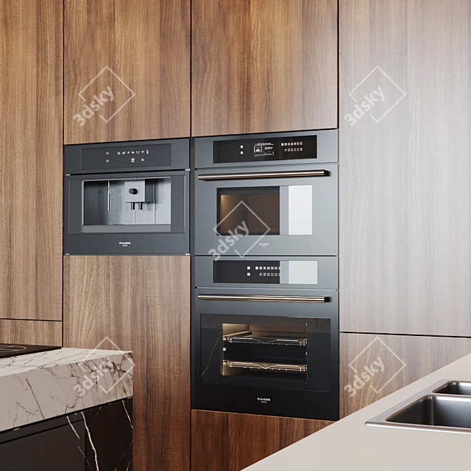 Modern Kitchen with Appliances 3D model image 3