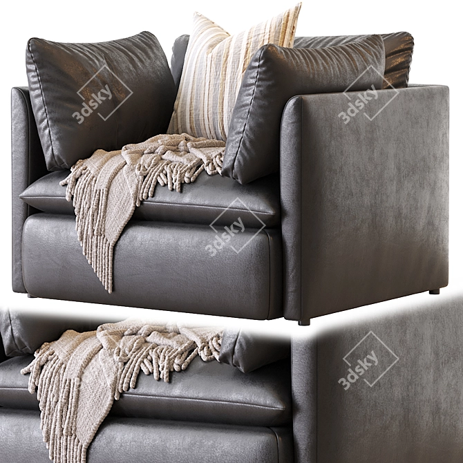 Cozy Leather Armchair 3D model image 2