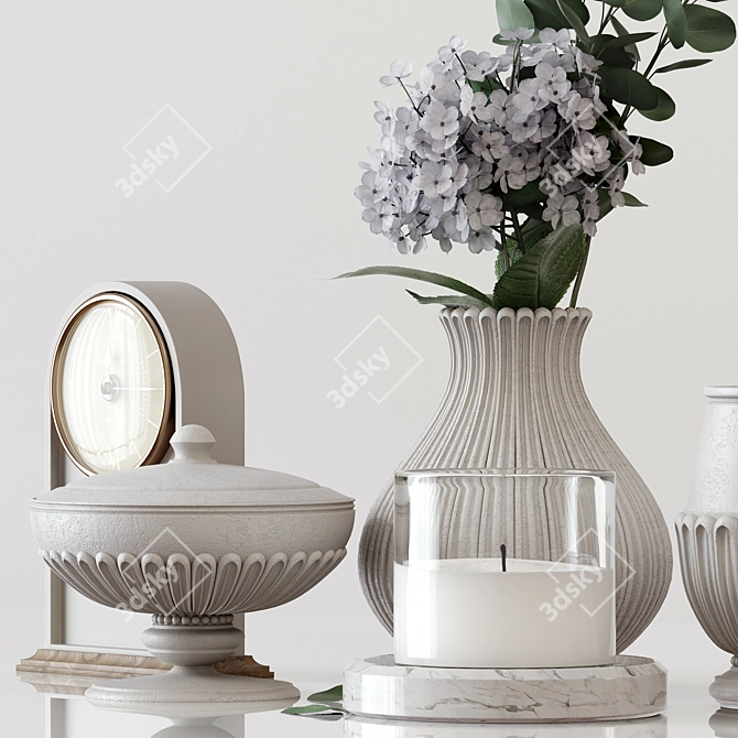 Elegant Decor Set: Vases, Flowers, Clocks 3D model image 2