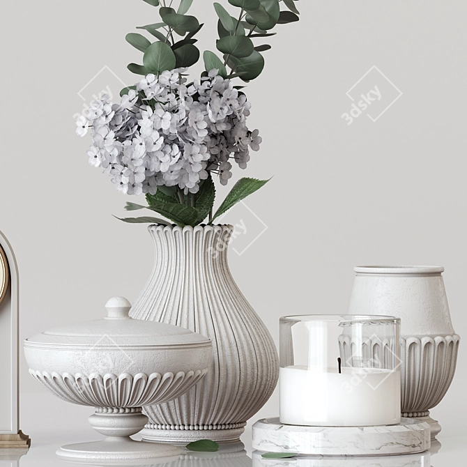 Elegant Decor Set: Vases, Flowers, Clocks 3D model image 3