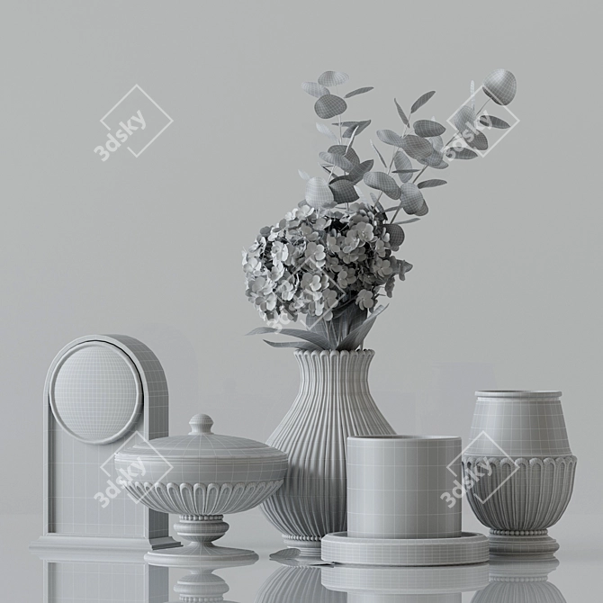 Elegant Decor Set: Vases, Flowers, Clocks 3D model image 4