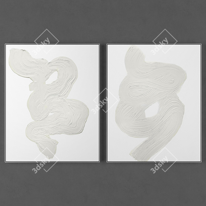 Modern Art Collection - 2 Framed Paintings 3D model image 1