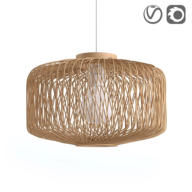 Yaku Rattan Lamp: Non-Electrified Elegance 3D model image 1