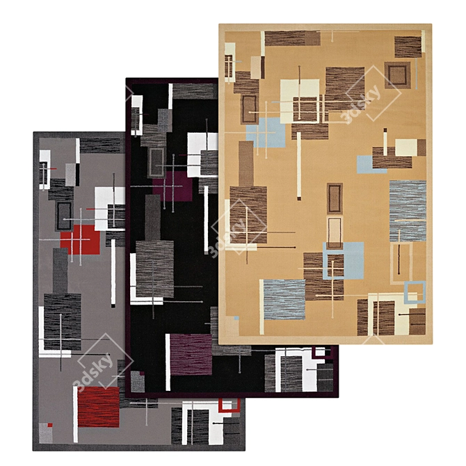 Versatile 3-Piece Carpet Set 3D model image 1