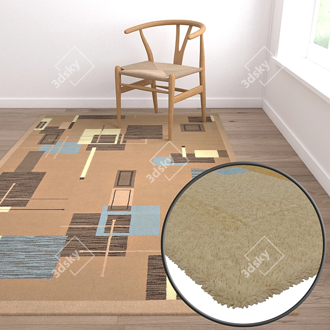 Versatile 3-Piece Carpet Set 3D model image 5