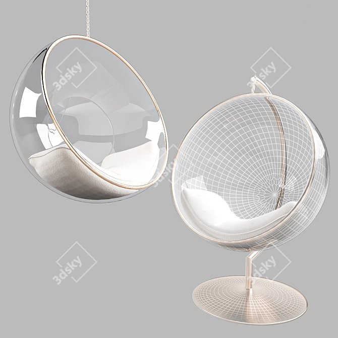 Island Gale Luxury Wicker Hanging Chair 3D model image 3