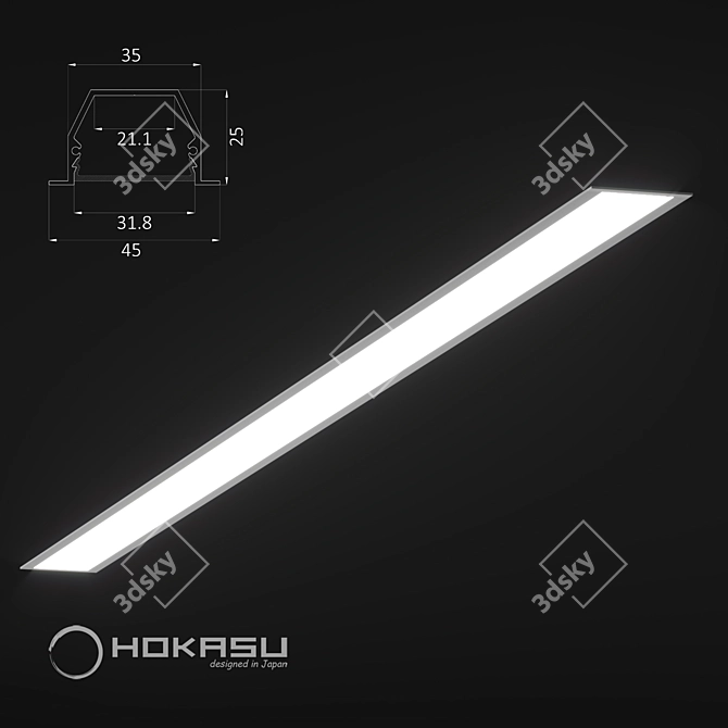 HOKASU 3525 IN: Sleek Recessed Linear Luminaire 3D model image 5