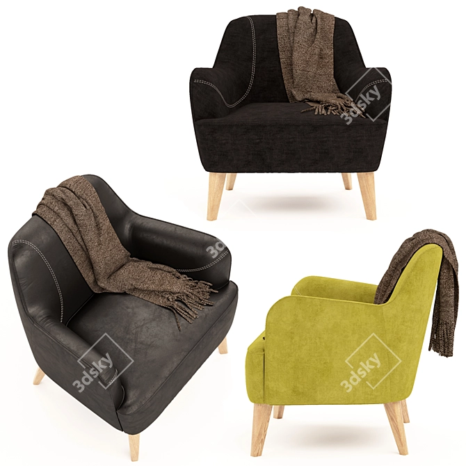 Luxury Lysandre Armchair: Elegant Comfort 3D model image 2