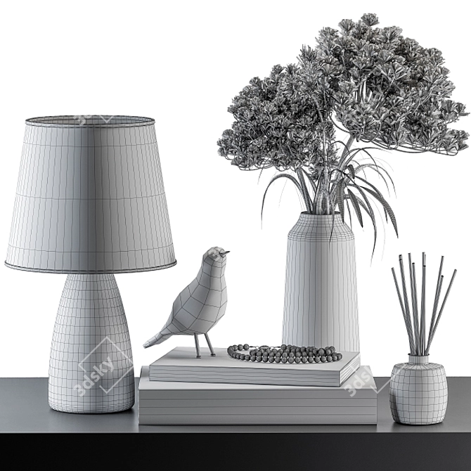 Elegant Botanical Lampshade Set 3D model image 4