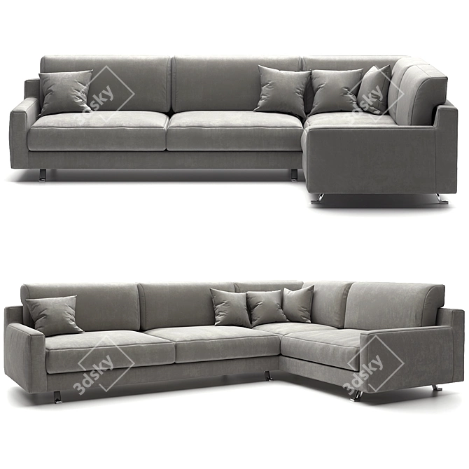 Contemporary Gray Corner Sofa 3D model image 1