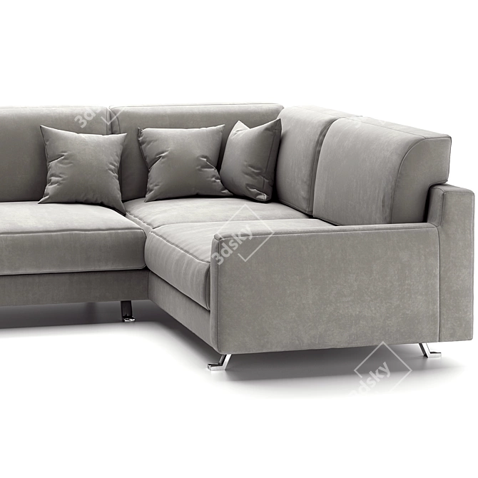 Contemporary Gray Corner Sofa 3D model image 3