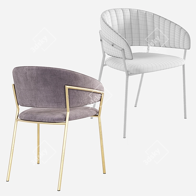 Contemporary Velvet Pisa Chair 3D model image 5