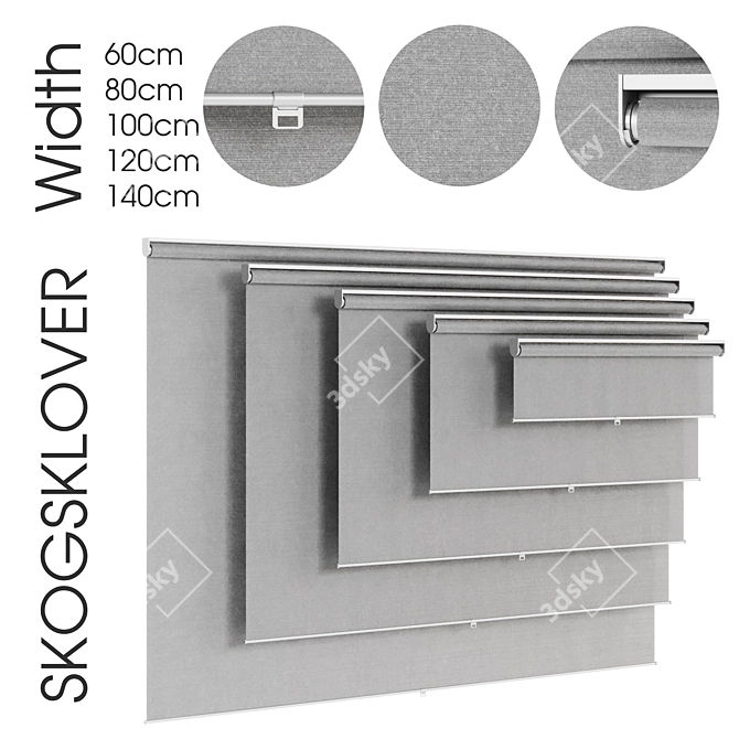 SKOGSKLÖVER Grey Roller Blind - Customizable Length 3D model image 1