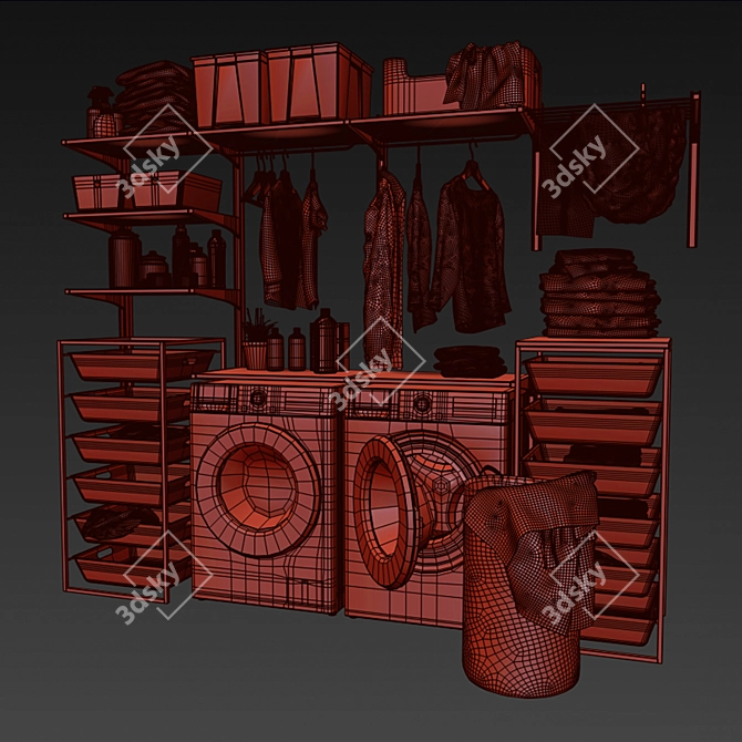 Algot 14 Wall Unit + BOAXEL Laundry Set 3D model image 5