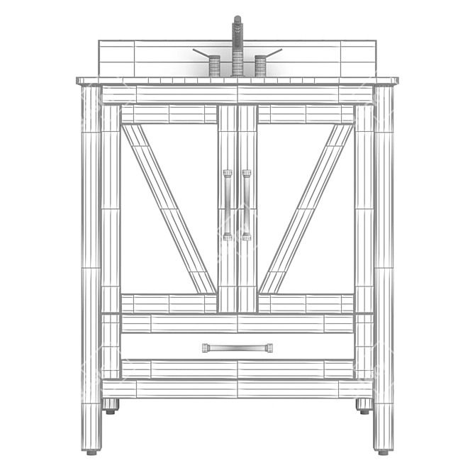 Elegant White Bathroom Vanity 3D model image 2