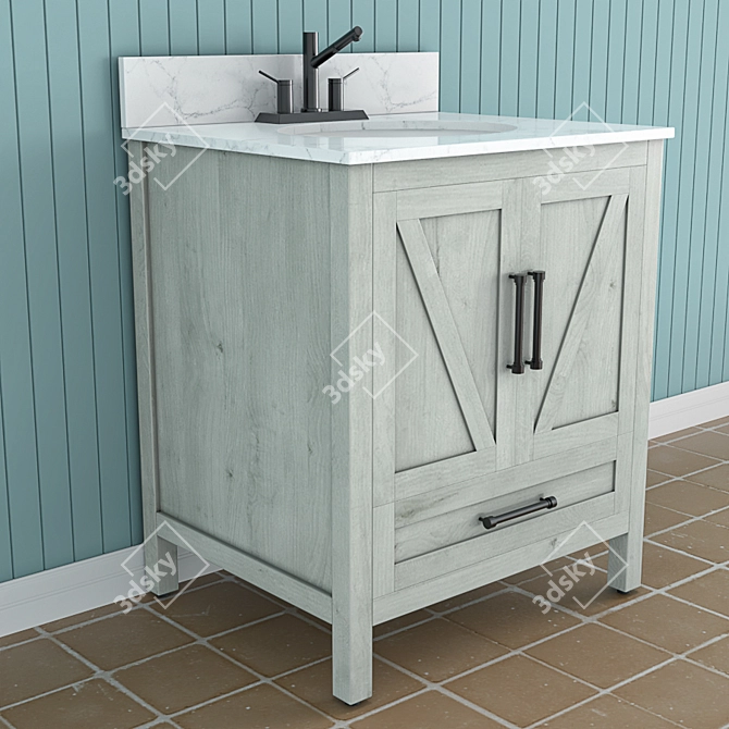 Elegant White Bathroom Vanity 3D model image 3