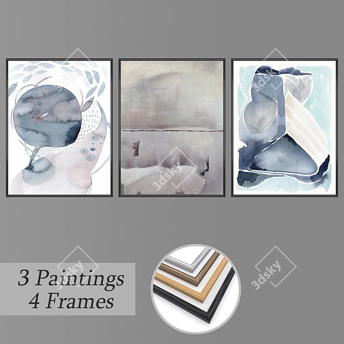 Elegant Wall Art Set No. 1686 3D model image 1