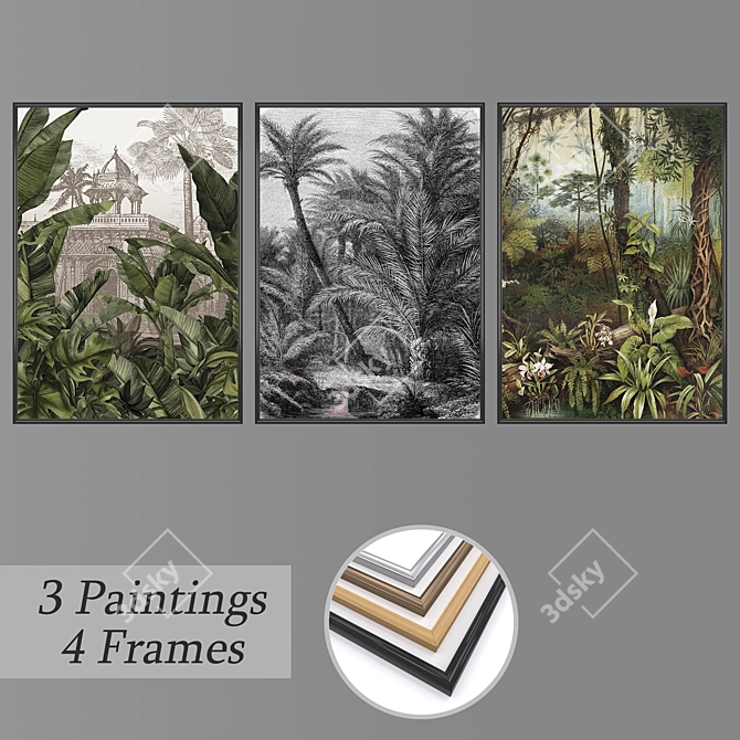 Elegant Wall Painting Set 3D model image 1