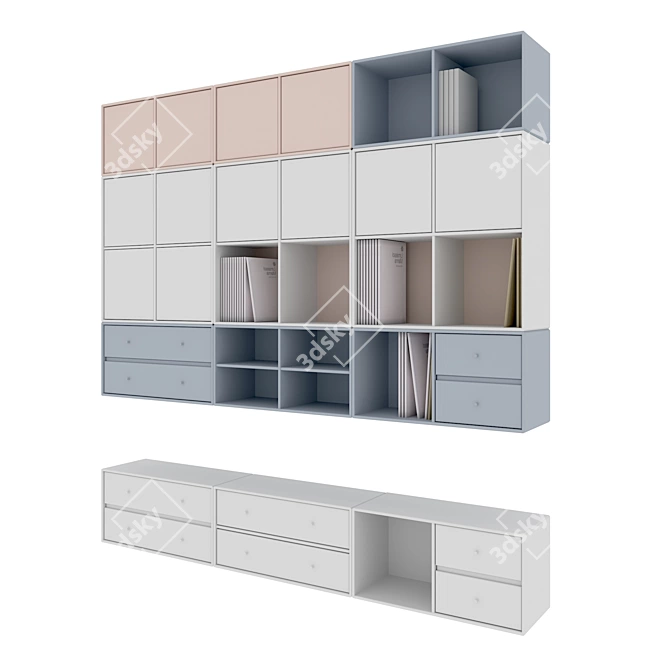 Modern Montana Shelving Unit 3D model image 1