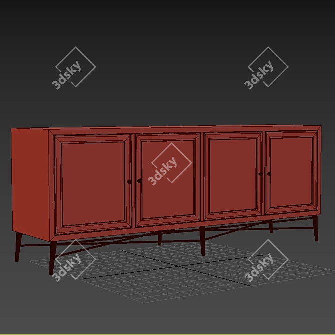 Modern 6-Drawer Sideboard: 200cm Length, White Finish 3D model image 3