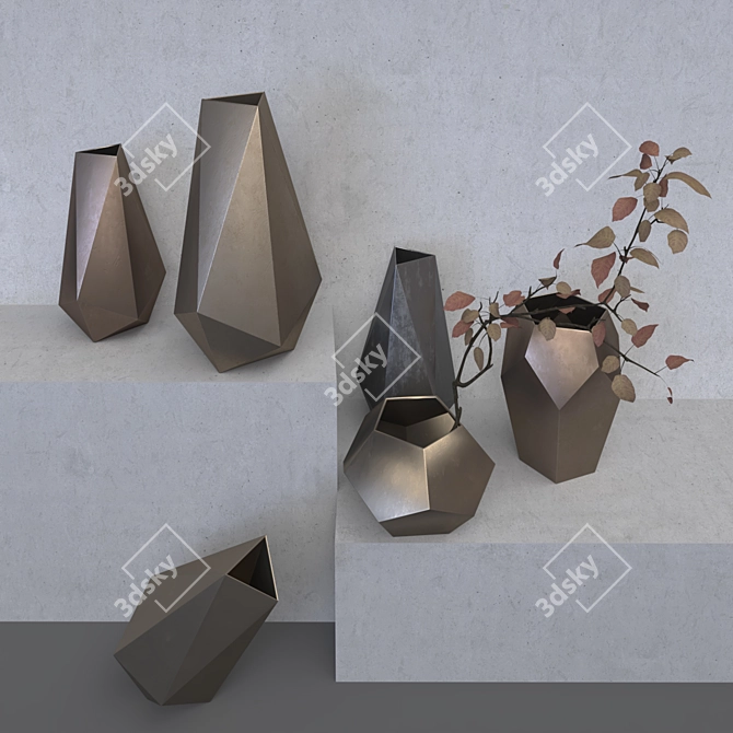 Elegant Galena Vase Set - Tom Faulkner Design 3D model image 2