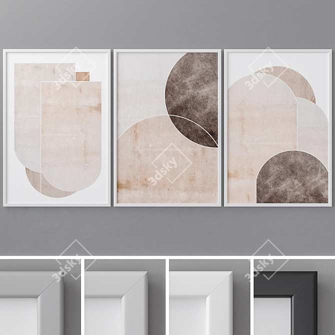 Modern Abstract Triptych Photo Frames 3D model image 1