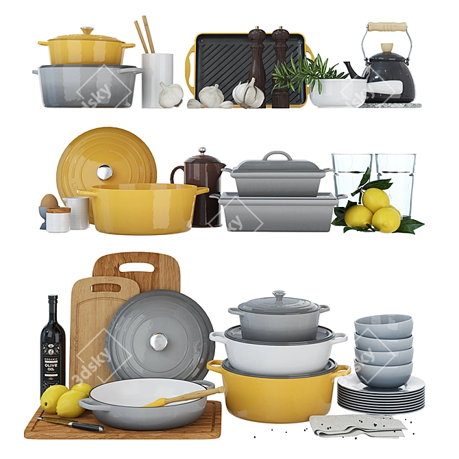 Le Creuset Cookware: The Ultimate Culinary Companion 3D model image 1