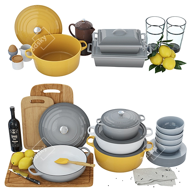 Le Creuset Cookware: The Ultimate Culinary Companion 3D model image 2