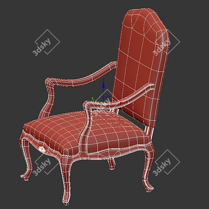 Italian Renaissance Walnut Armchair - Bellini's Antique Genoa 3D model image 4