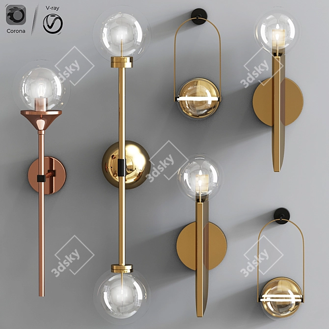 Modern Wall Lamp Set 3D model image 1