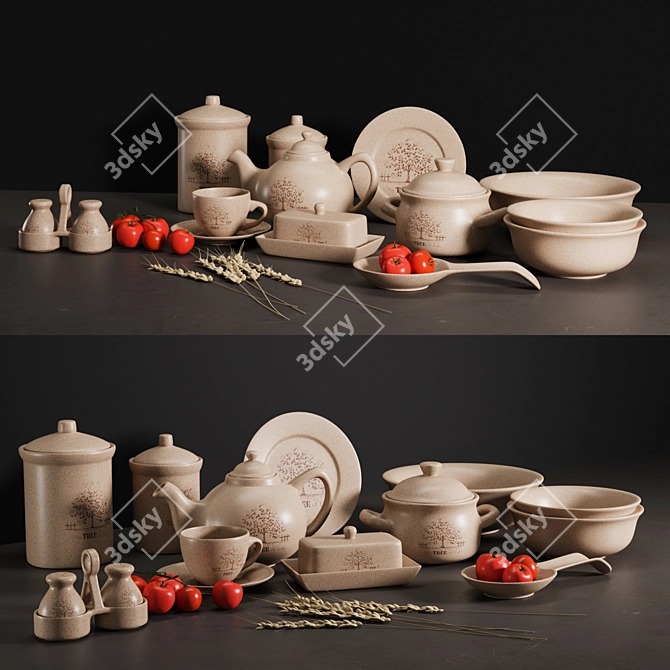 Ceramic Tree of Life Tableware 3D model image 4