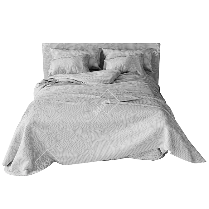 Sleek Gray Bed: Elegant Simplicity 3D model image 2