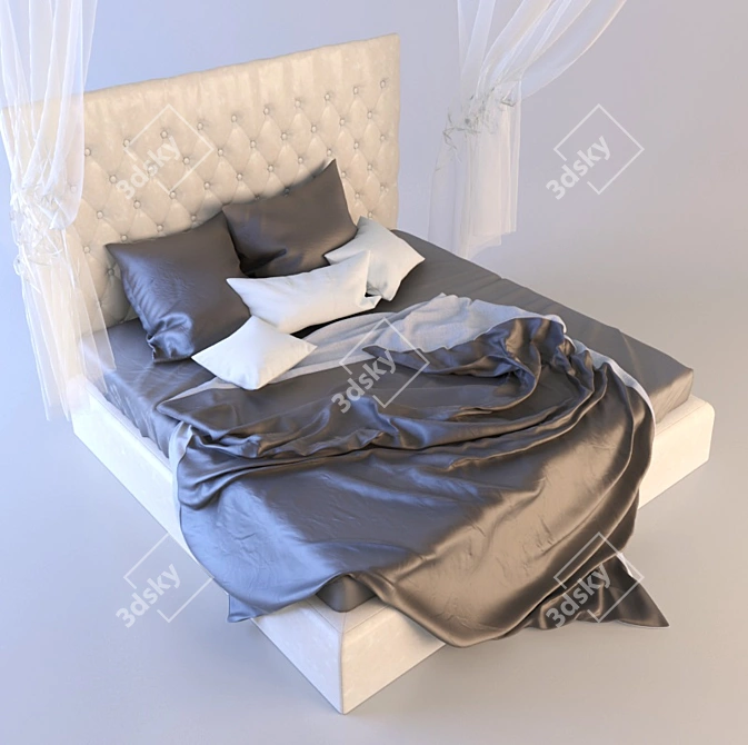 AXALI Double Bed: Sleek Design, UV Mapped & Corona Render 3D model image 1